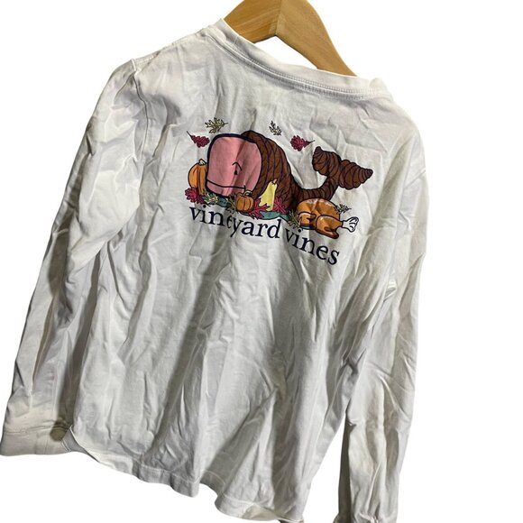 Vineyard Vines Kids 7 White Long Sleeve Fall Graphic Whale Shirt - Picture 2 of 4
